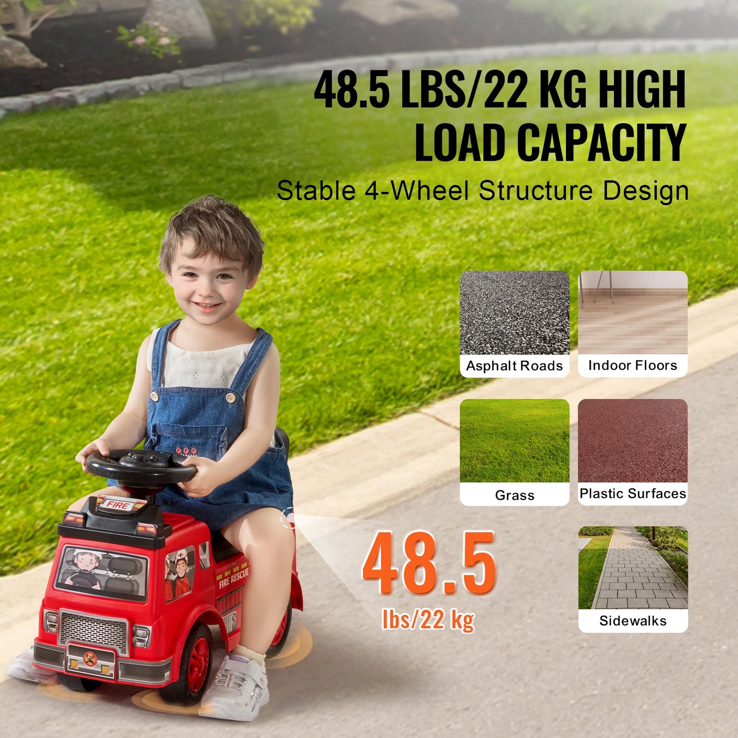 SucceBuy Kids Ride On Car With Music Steering And Storage