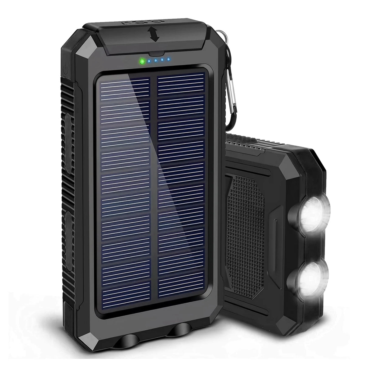 Portable Solar Power Bank With Wireless Charging And Flashlight