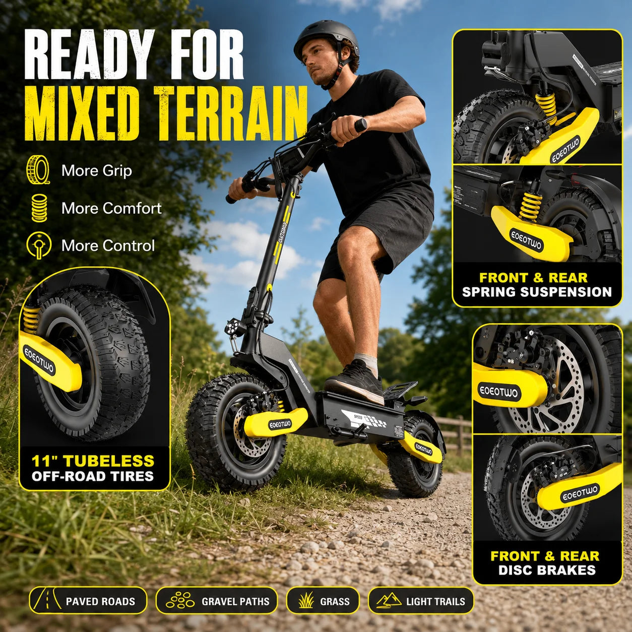 Eoeotwo 1200W Foldable Off Road Electric Scooter With Long Range