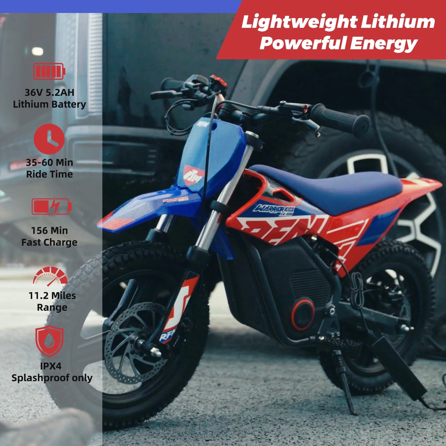 RFN Warrior Kids Electric Dirt Bike With Multi Speed Settings