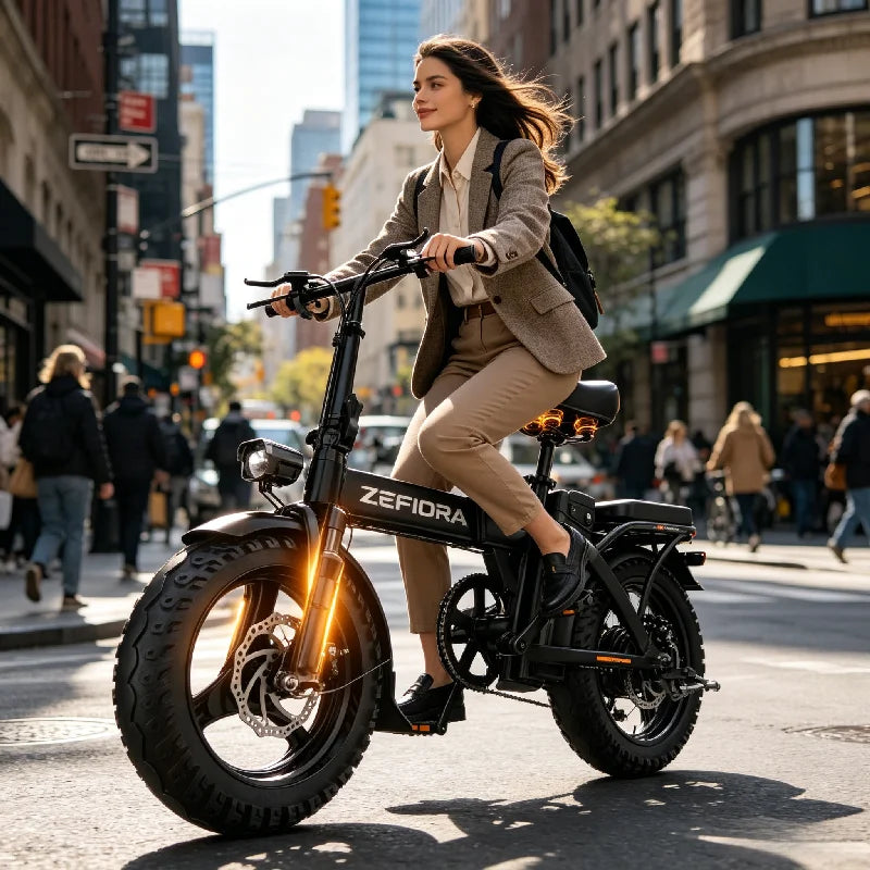Zefiora 500W Foldable Electric Bicycle With Pedal Assist