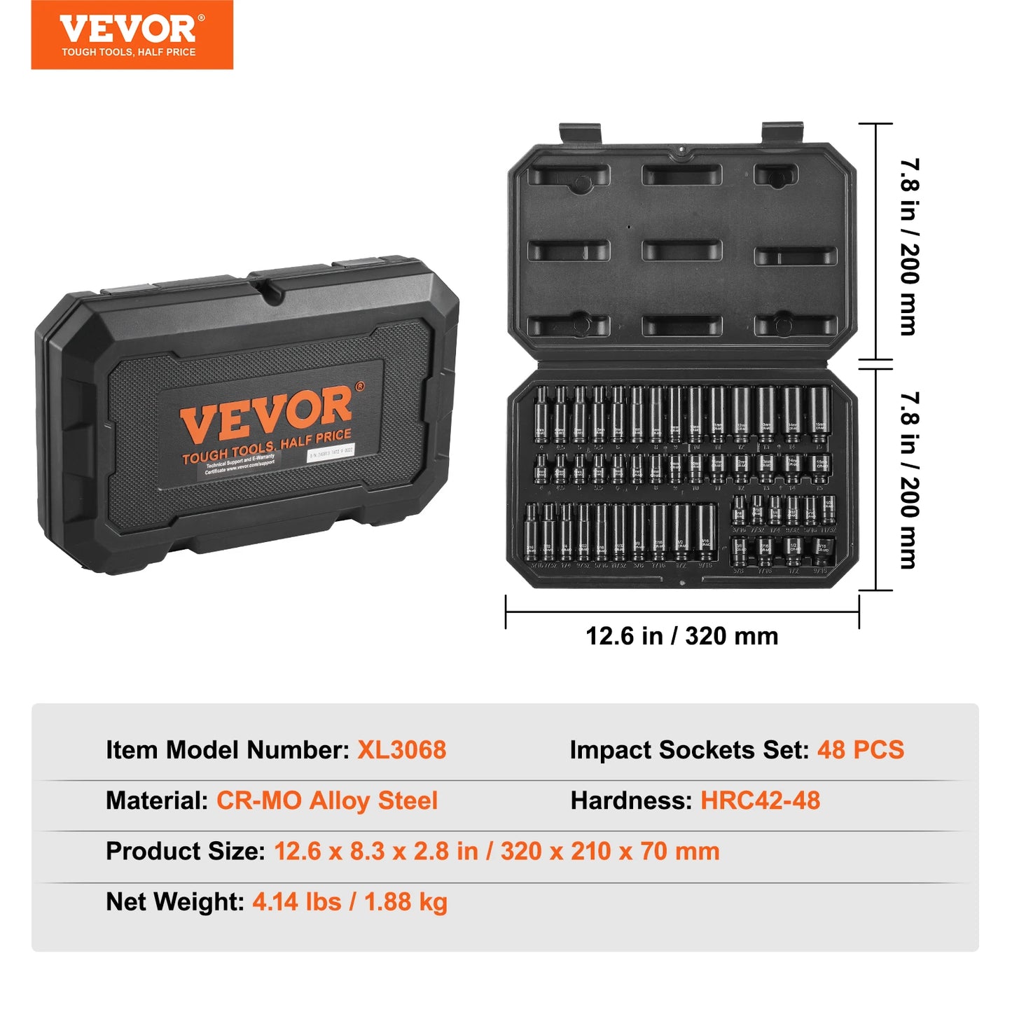 SucceBuy Impact Socket Set Deep Shallow Chrome Molybdenum Steel