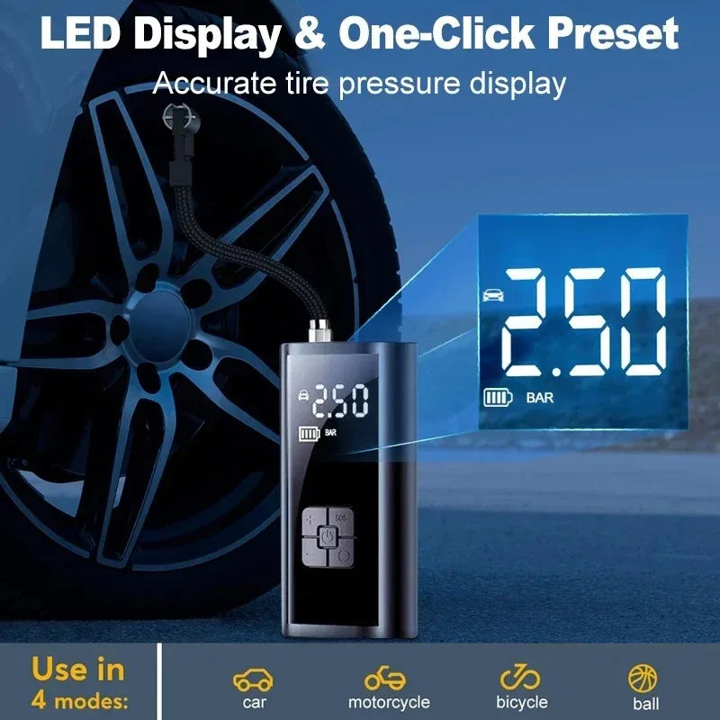 EAFC Portable Rechargeable Digital Tire Inflator Air Compressor Pump