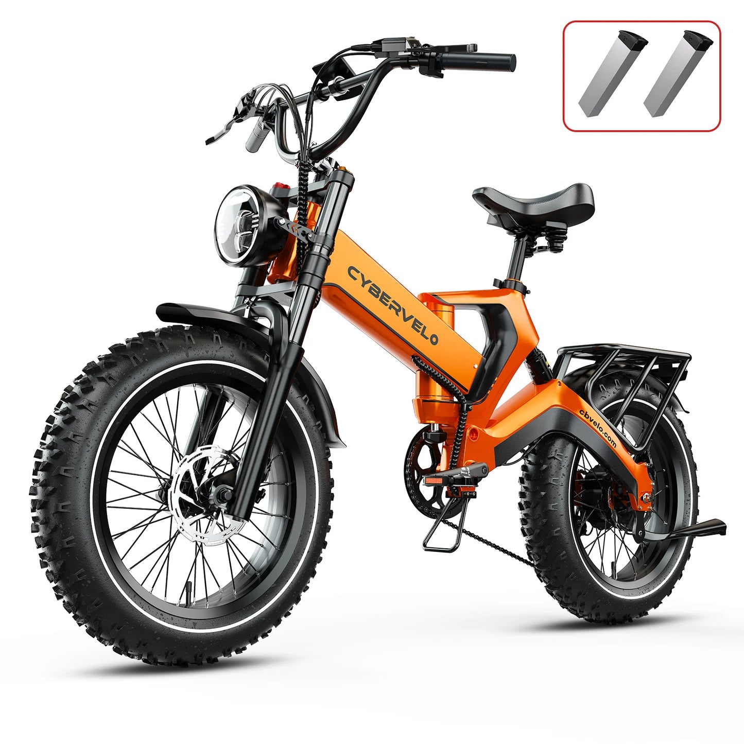 Cybervelo 2000W Fat Tire Foldable Electric Bike With Removable Battery