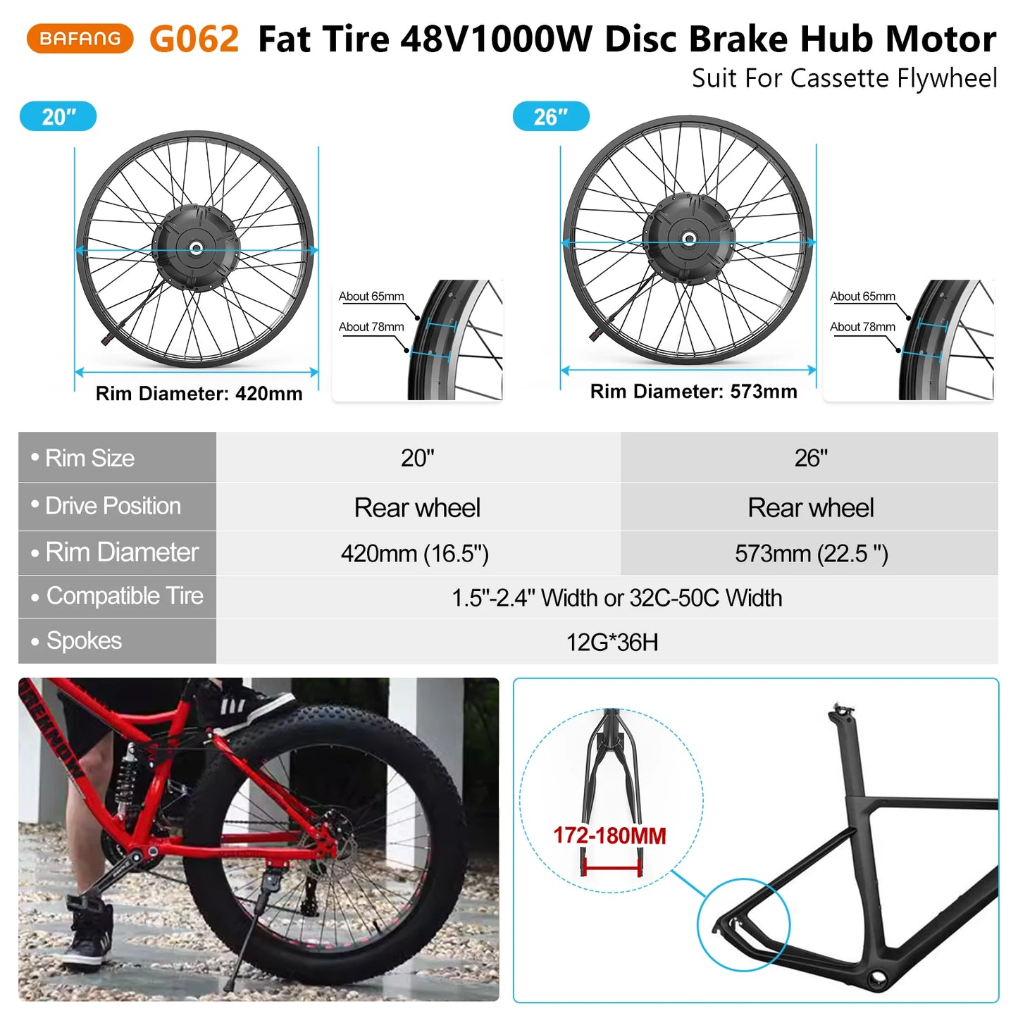 Bafang Rear Hub Drive Motor For Electric Bikes Cassette