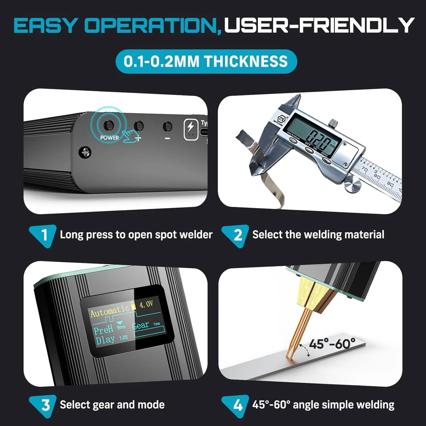 Seesii Handheld Spot Welder With Digital Display And Adjustable Gears