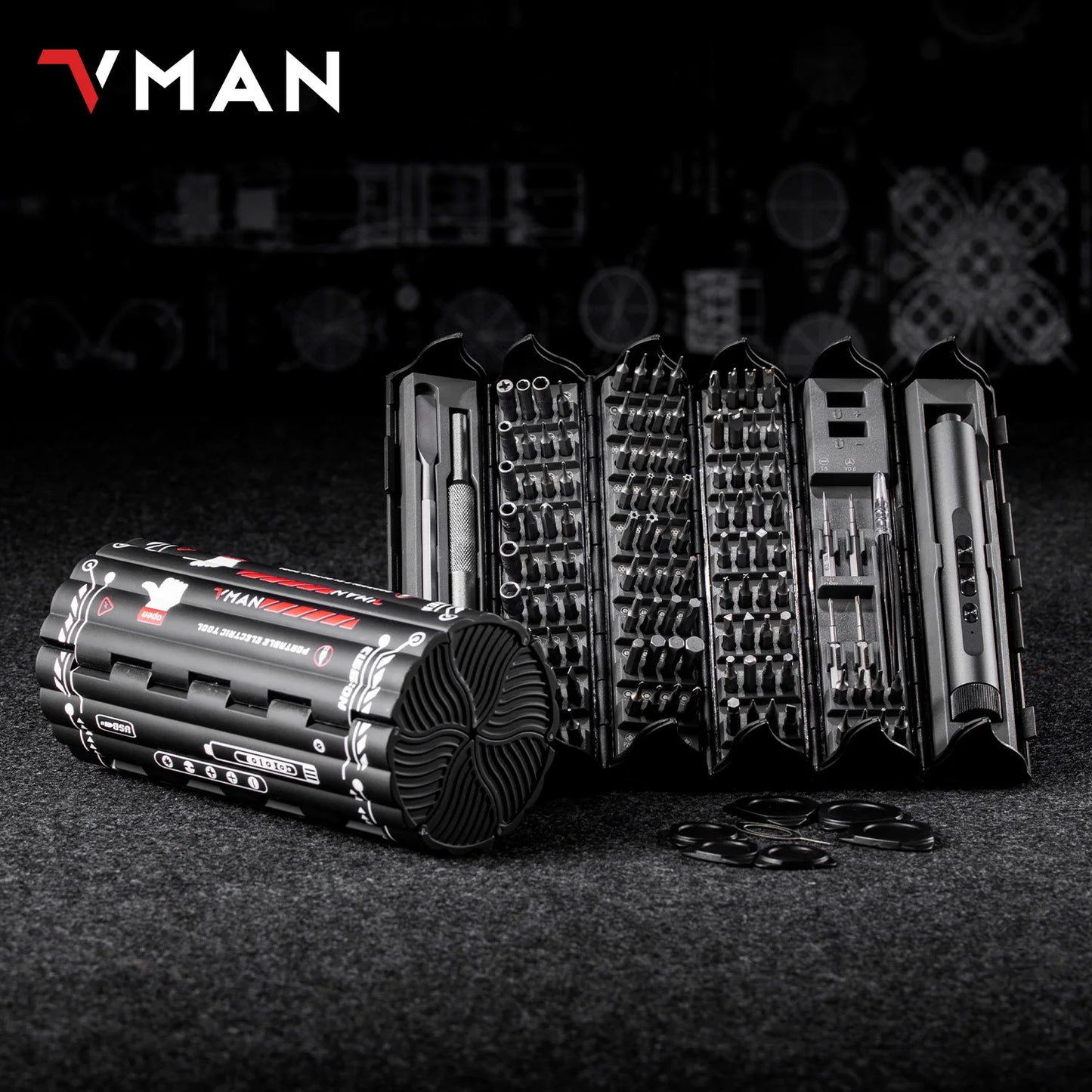Vman 138 Piece Precision Electric Screwdriver Set With Magnetic Bits
