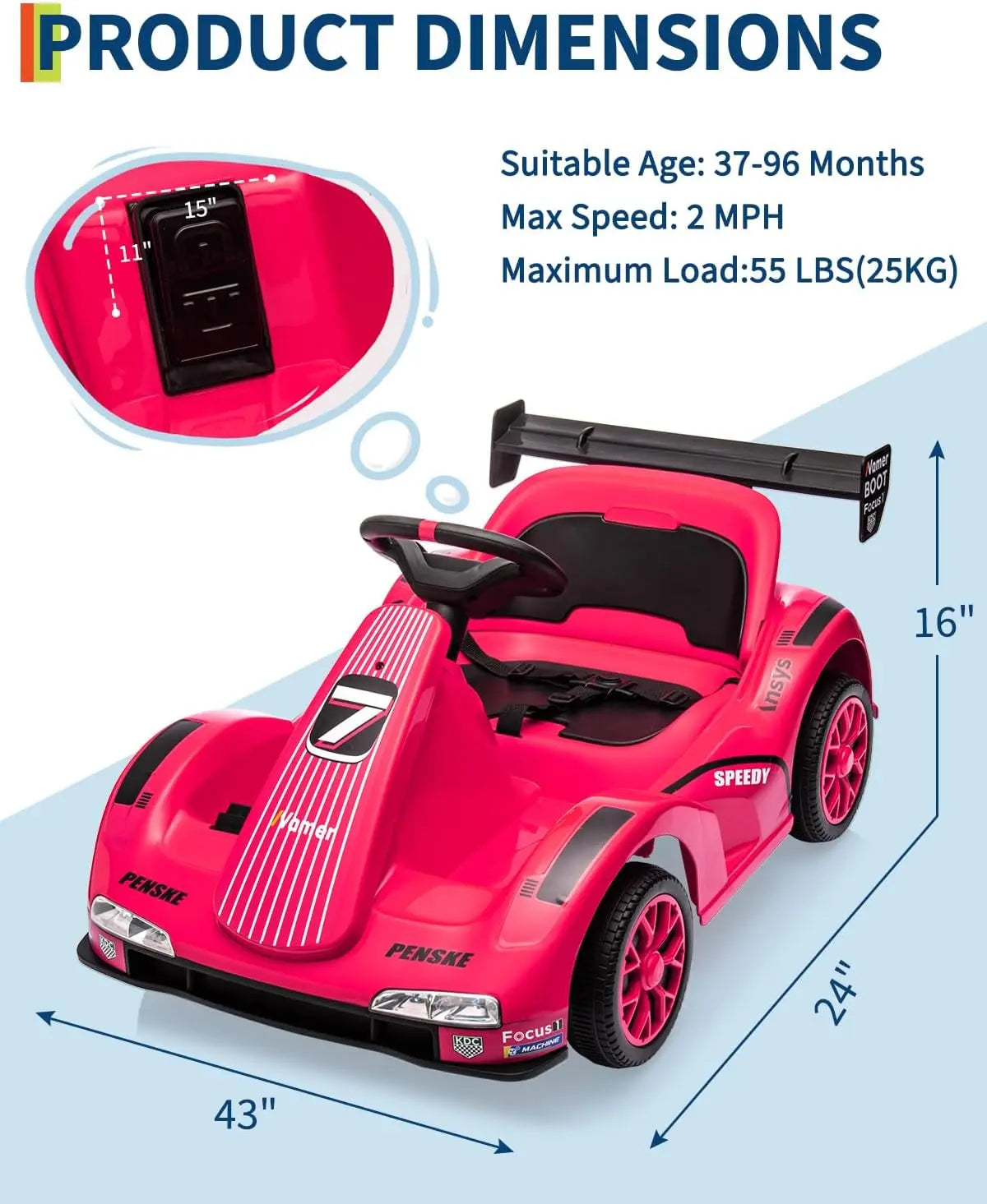 HiMiss Kids Electric Drift Kart Ride On Dual Motor Lights