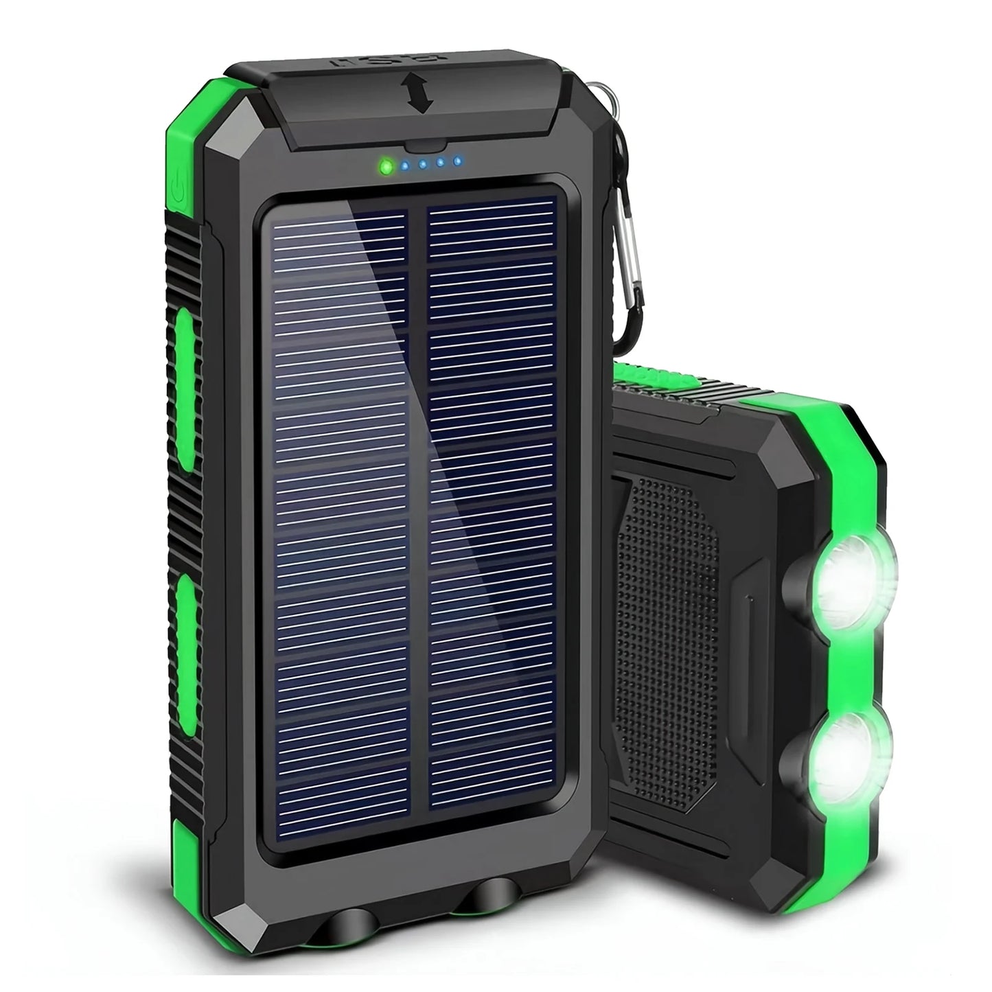 Portable Solar Power Bank With Wireless Charging And Flashlight