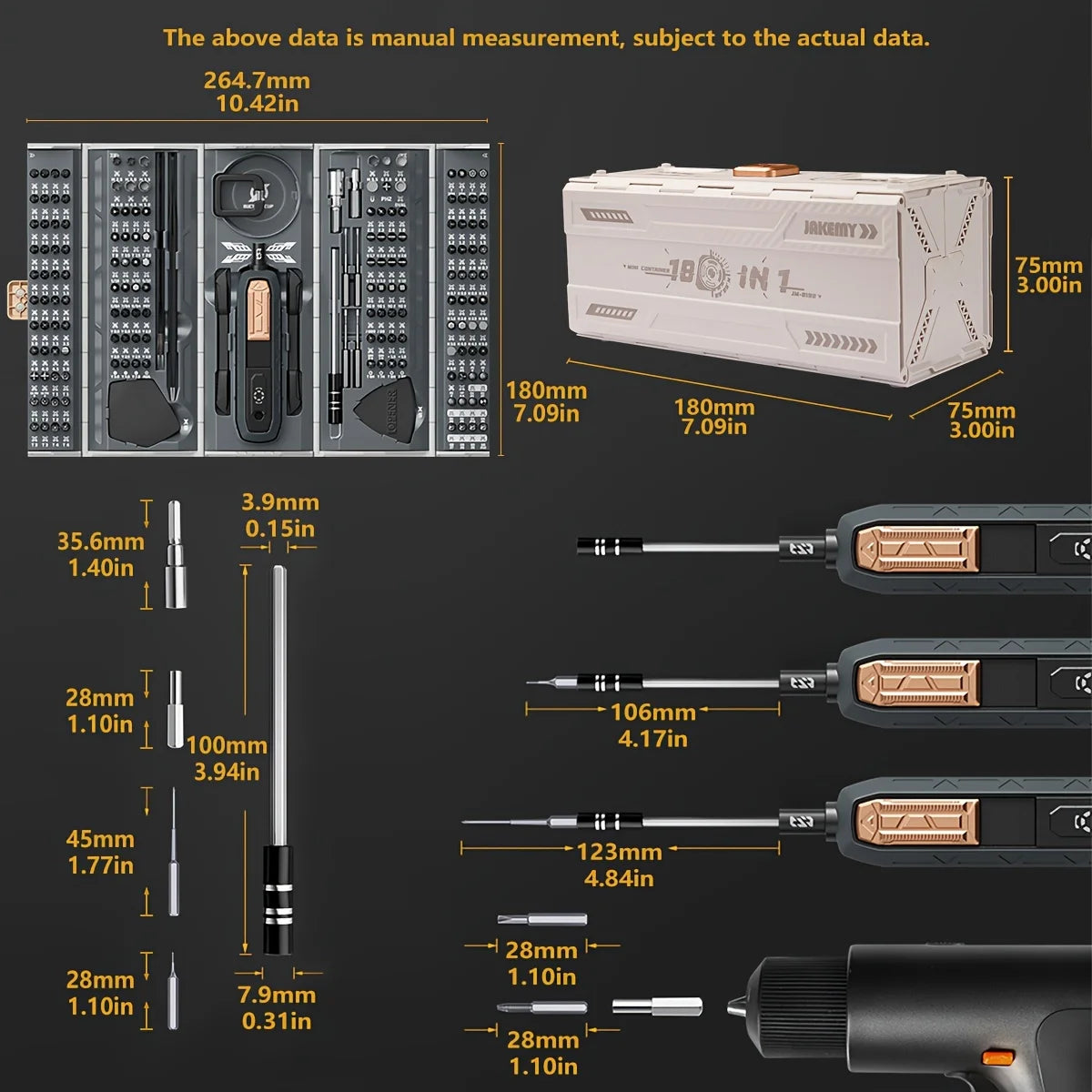 Jakemy 180 In 1 Precision Magnetic Multifunctional Screwdriver Set