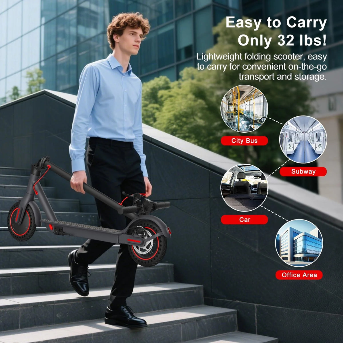 OBX 500W Foldable Electric Scooter With App Control 21 Mile Range