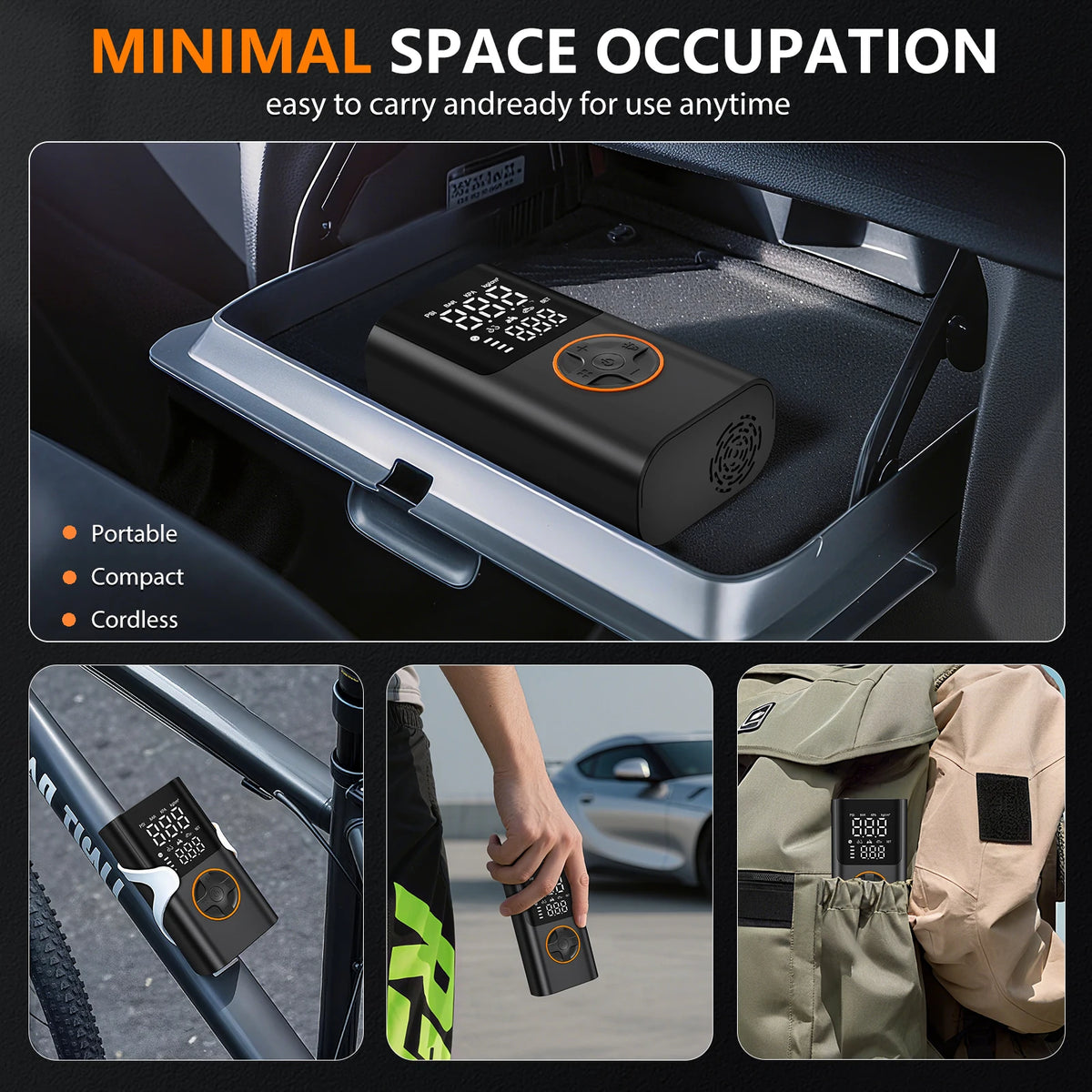 Portable Tire Inflator With Power Bank And LED Display