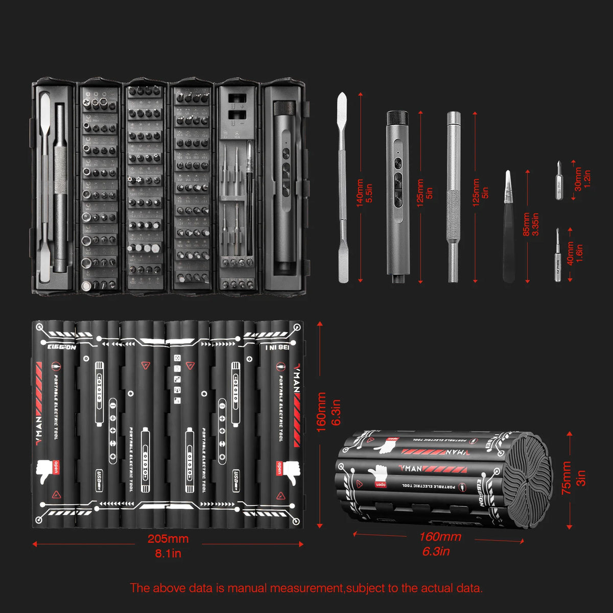 Vman 138 Piece Precision Electric Screwdriver Set With Magnetic Bits