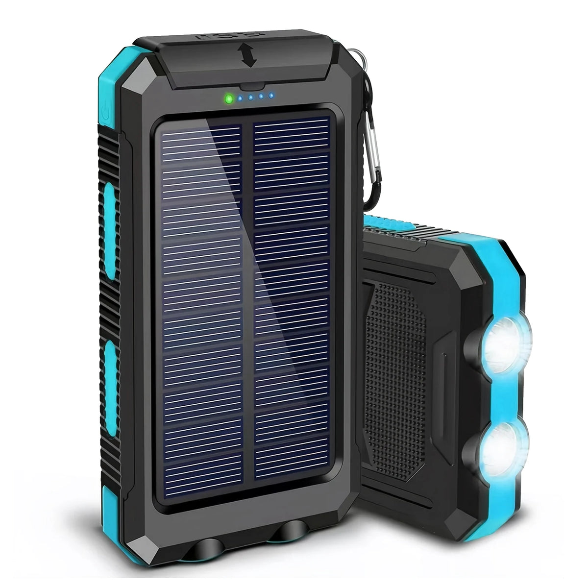 Portable Solar Power Bank With Wireless Charging And Flashlight