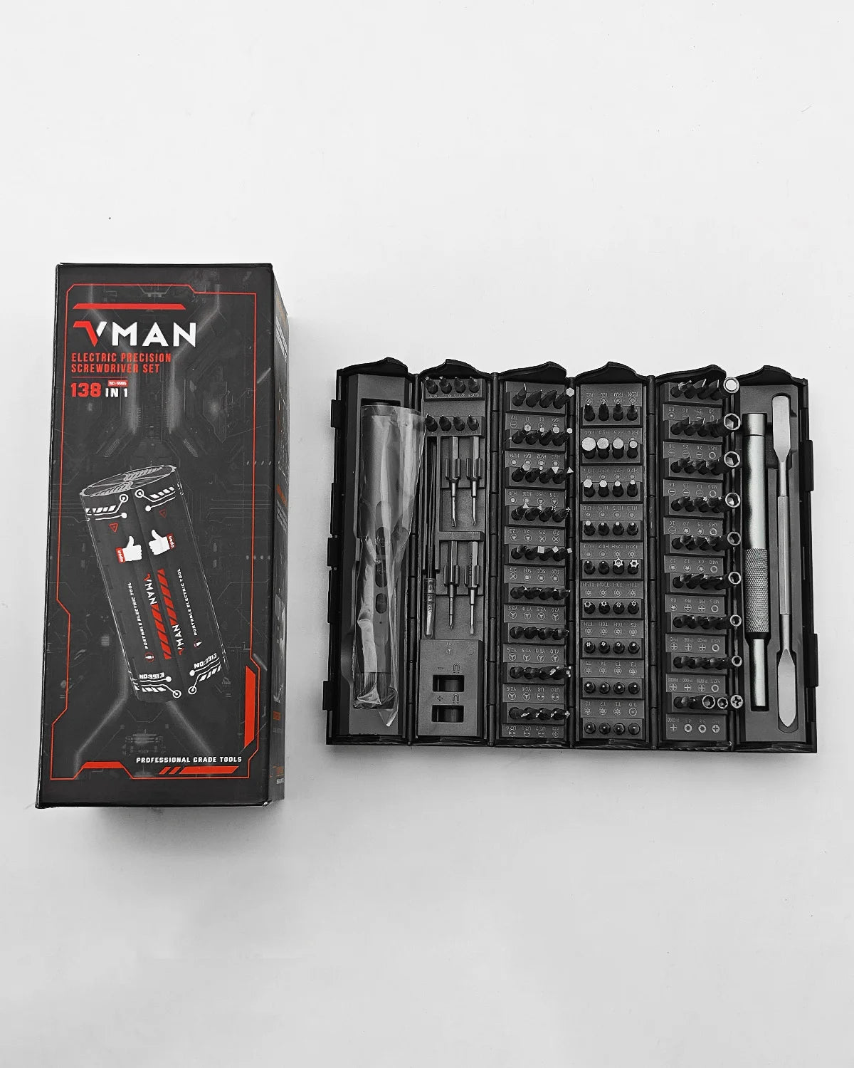 Vman 138 Piece Precision Electric Screwdriver Set With Magnetic Bits