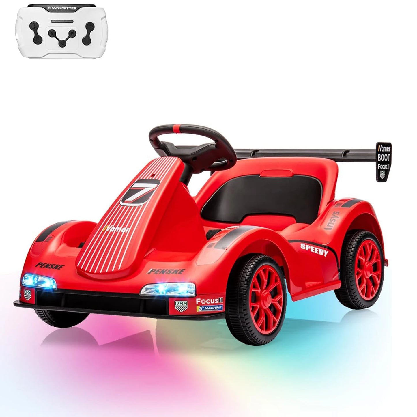 HiMiss Kids Electric Drift Kart Ride On Dual Motor Lights