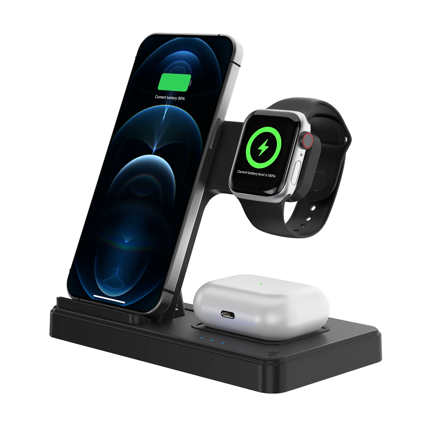 Foldable Magnetic Wireless Charger 18W For IPhone Watch Earbuds