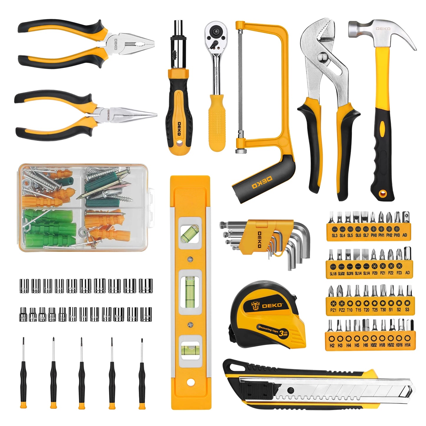 DEKO Socket Wrench Hand Tool Kit With Plastic Case