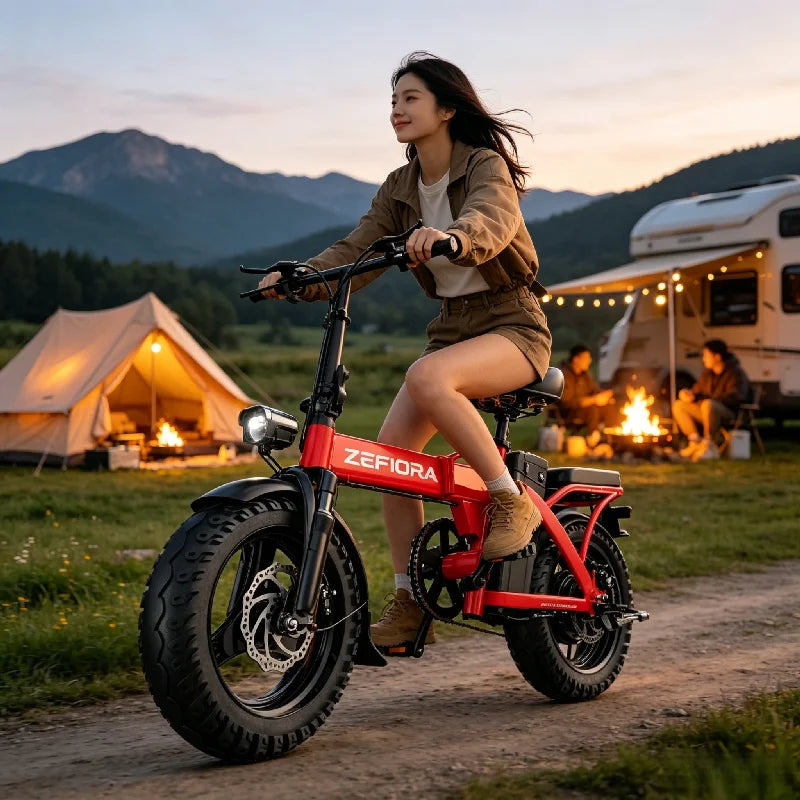 Zefiora Adult Folding Electric Bike Aluminum Alloy Frame Adjustable Seat