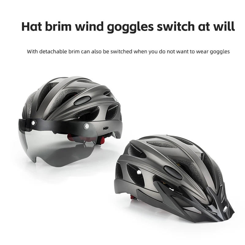 Rockbros Lightweight Cycling Helmet With Protective Goggles And Vents