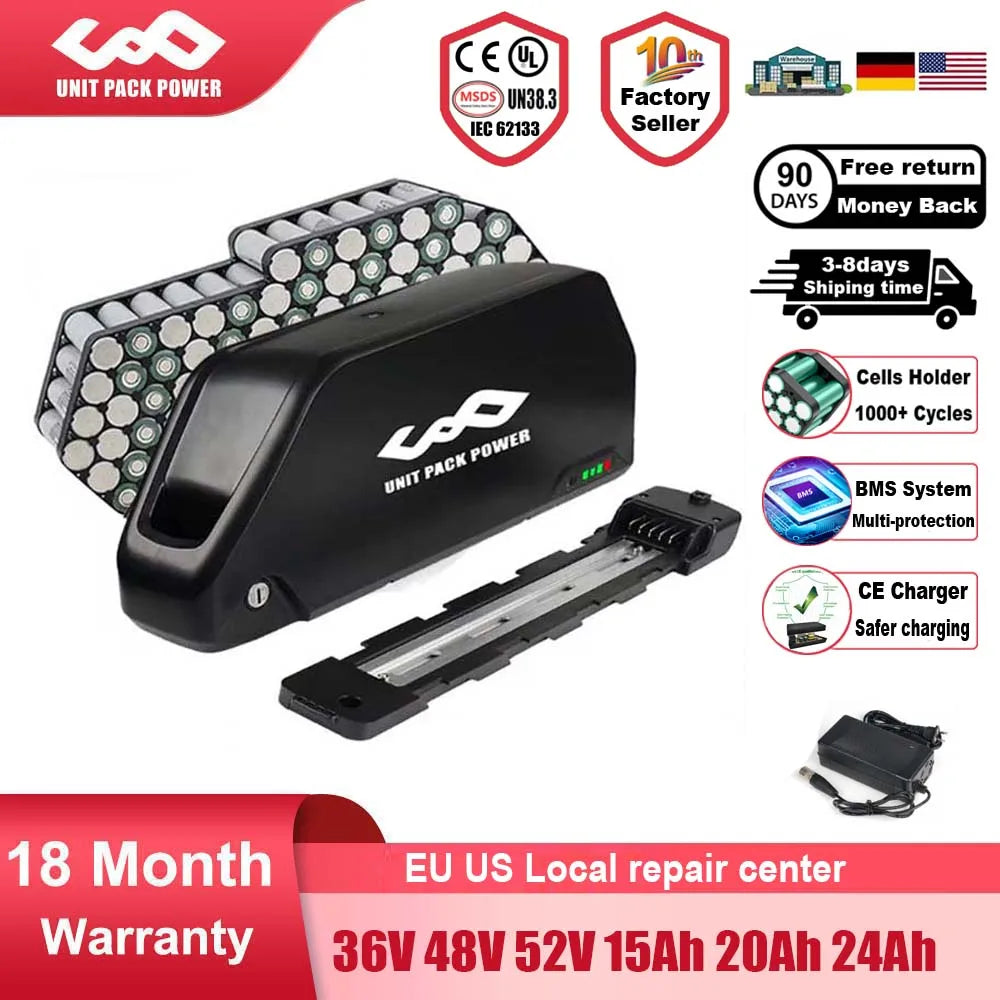 Execyc Ebike Downtube Lithium Battery Pack For 36V 48V