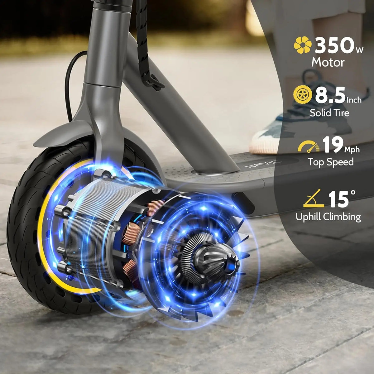 Aovopro Electric Scooter App Control Solid Tire Dual Brakes