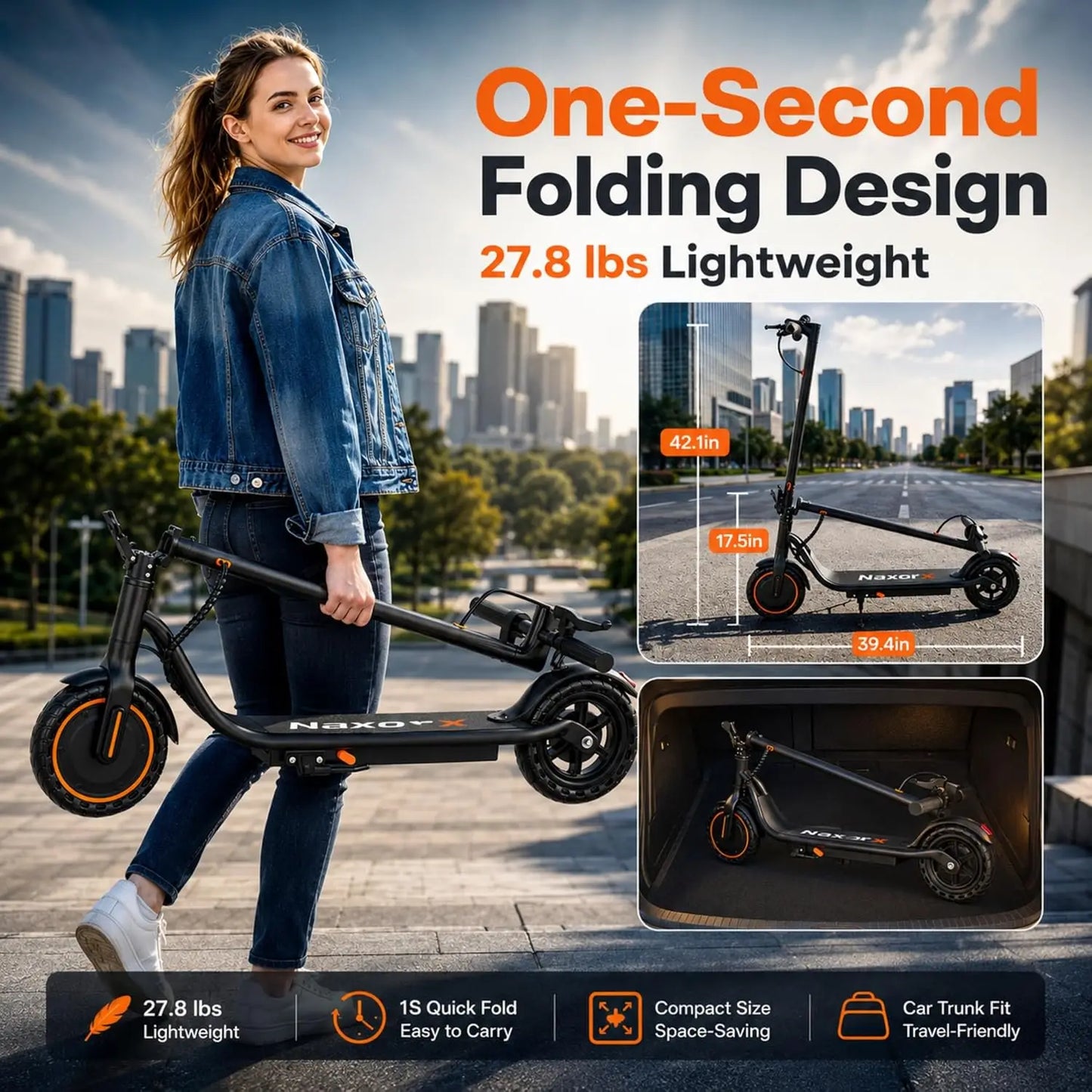Maxshot 350W Foldable Electric Scooter With Smart App Control