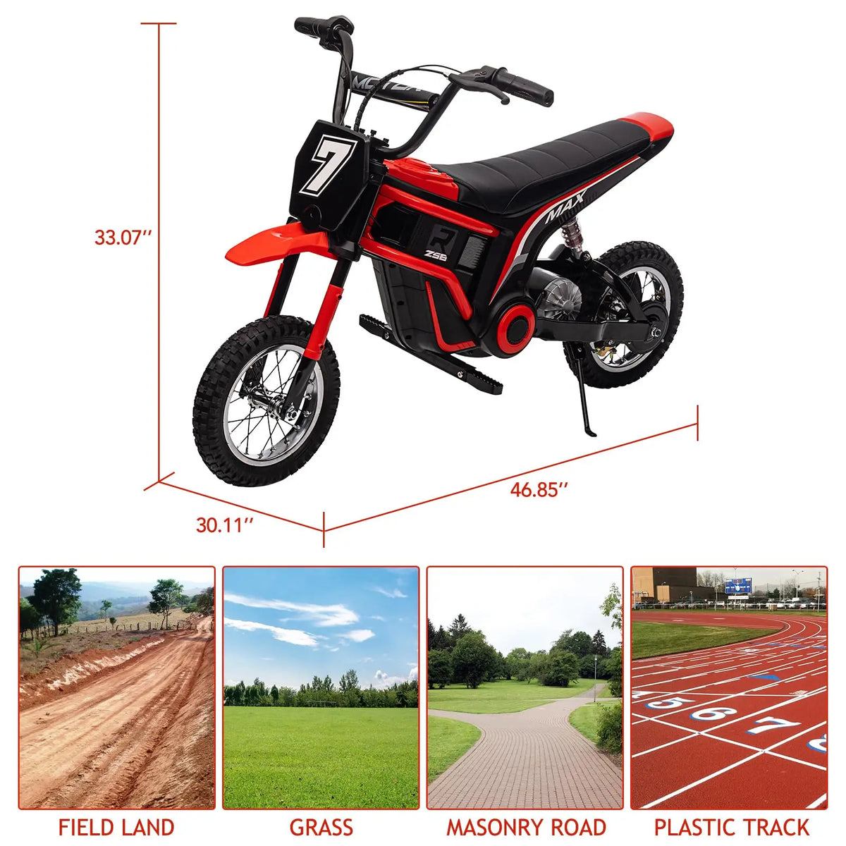 HiMiss Kids Electric Dirt Bike All Terrain Ride On Motorcycle