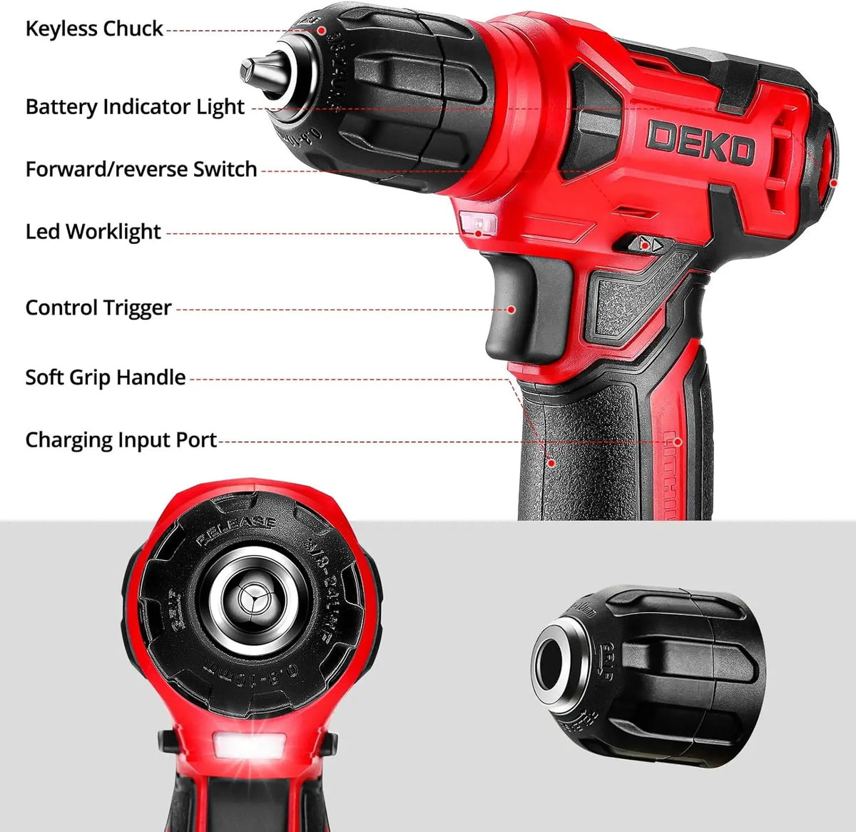 Deko 126 Piece Cordless Drill And Screwdriver Tool Kit