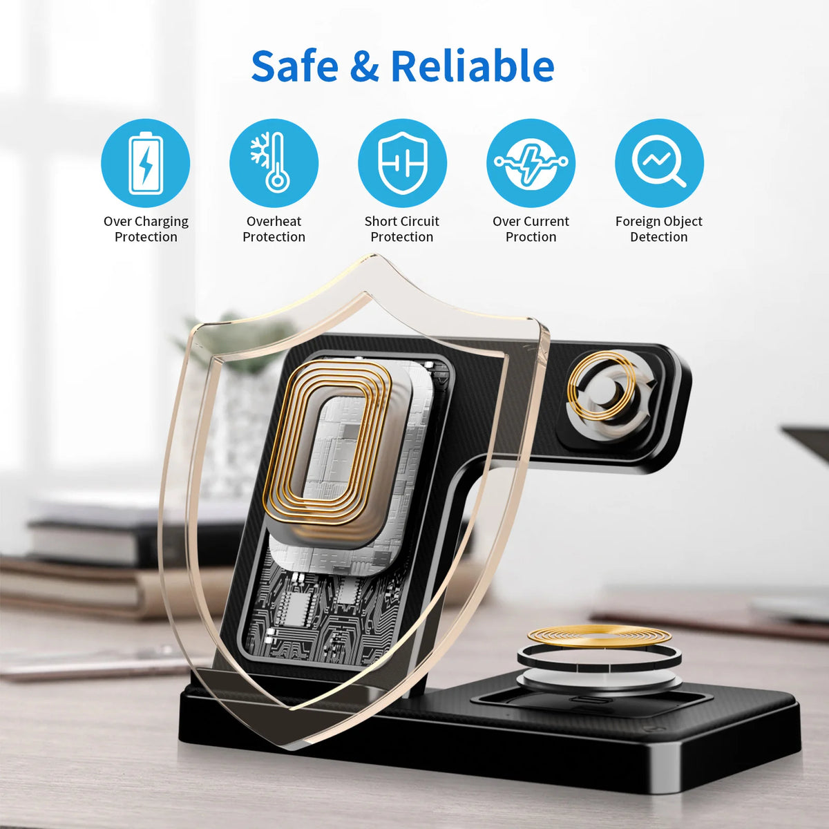 Foldable Magnetic Wireless Charger 18W For IPhone Watch Earbuds