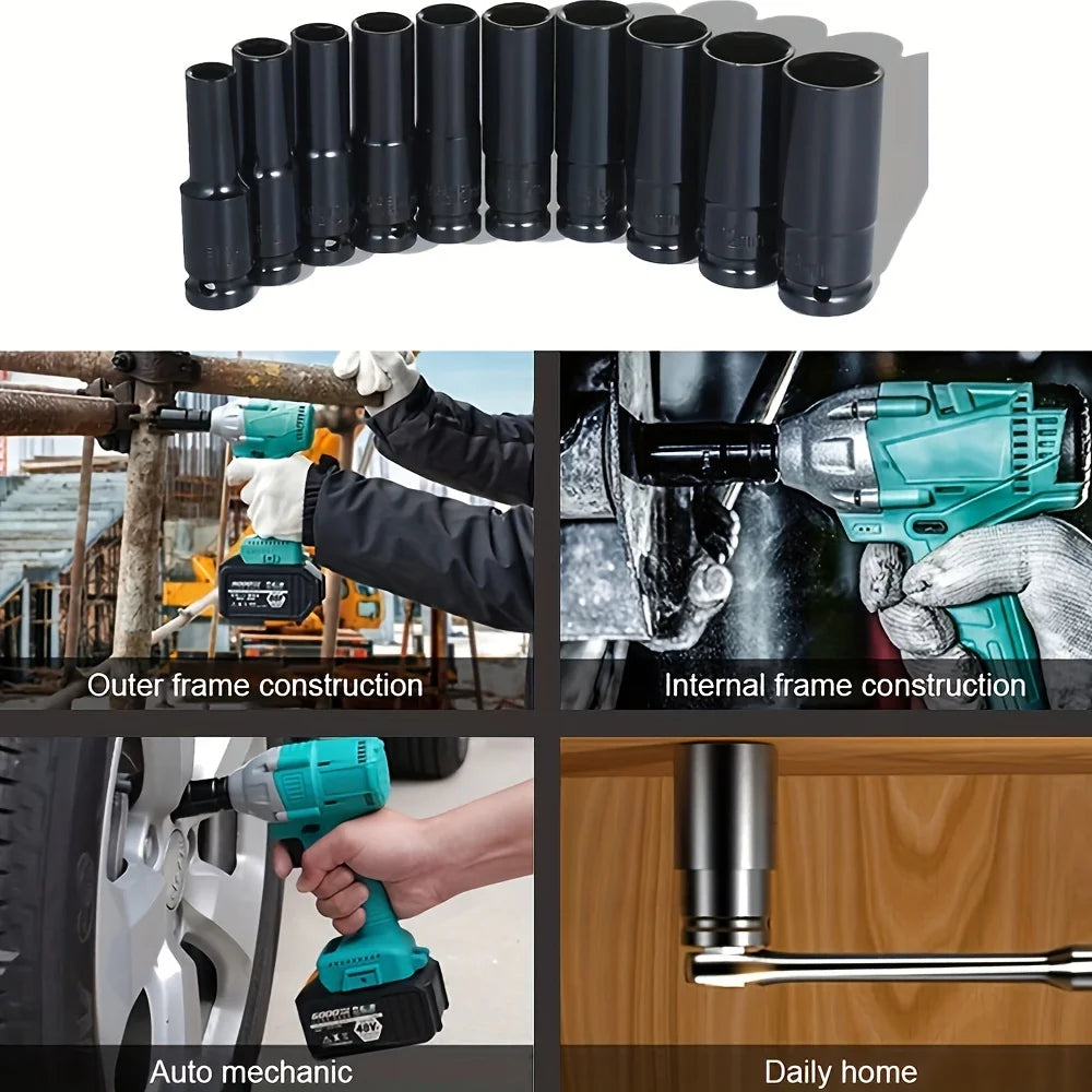Durable Carbon Steel Impact Wrench Socket Set With Depth Drive
