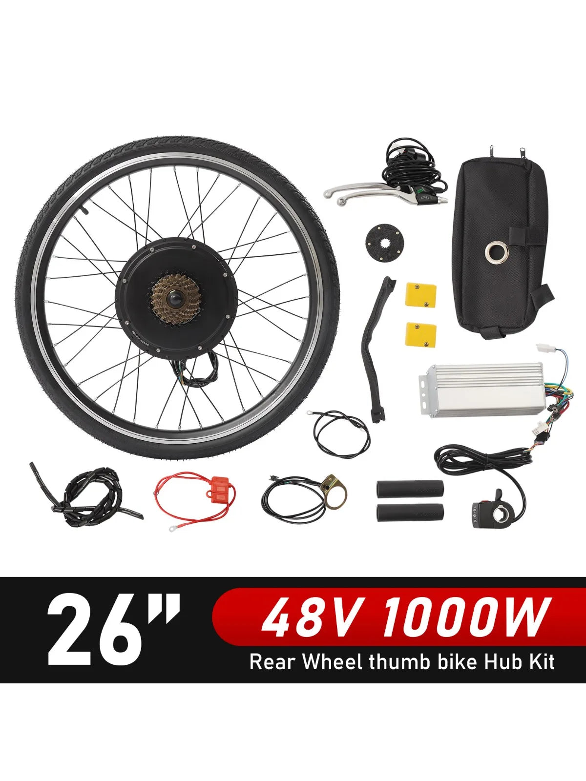 Bymaocar 48V 1000W Brushless Electric Bike Rear Wheel Conversion Kit