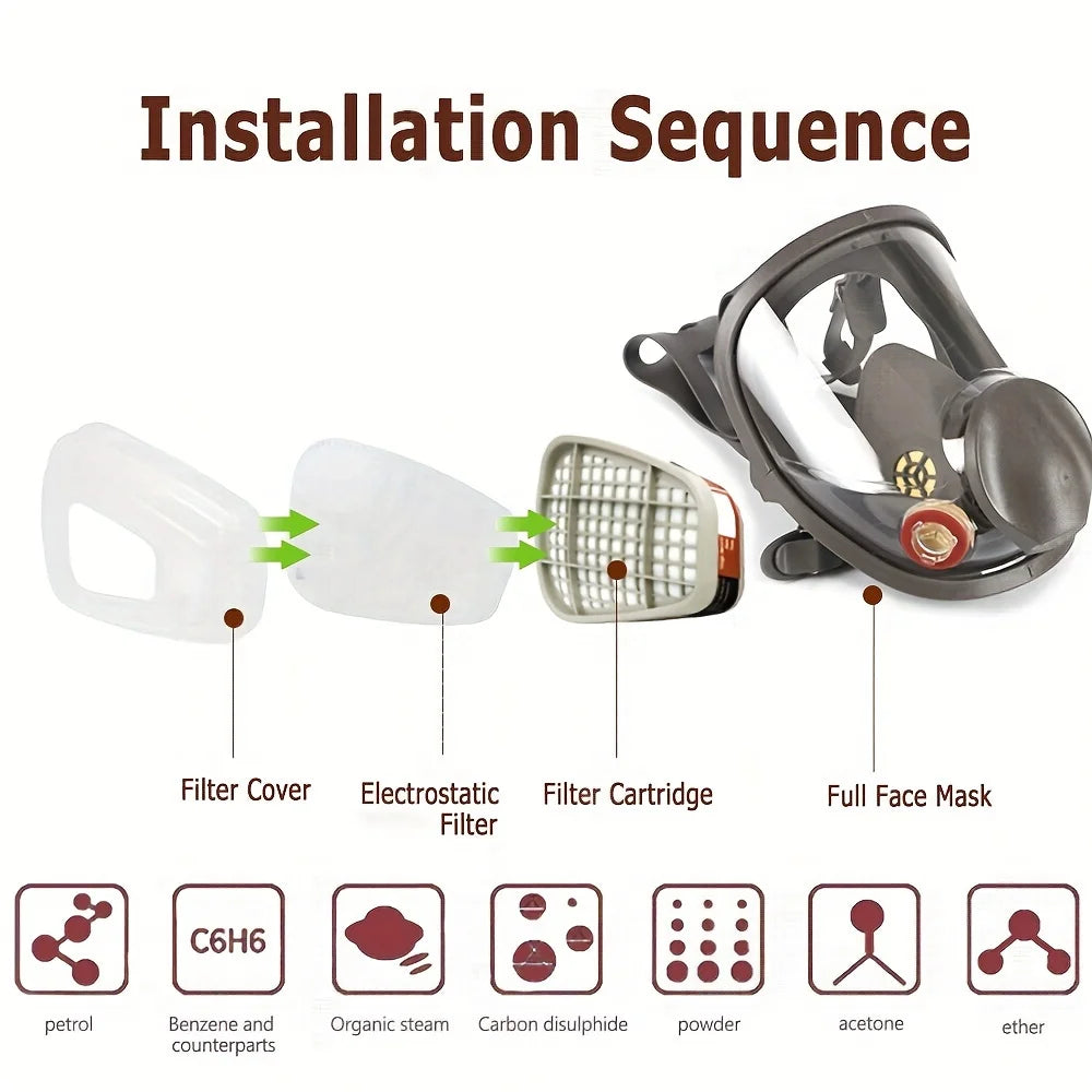 6800 Full Face Gas Mask Reusable Paint Sprayer Chemical Respirator
