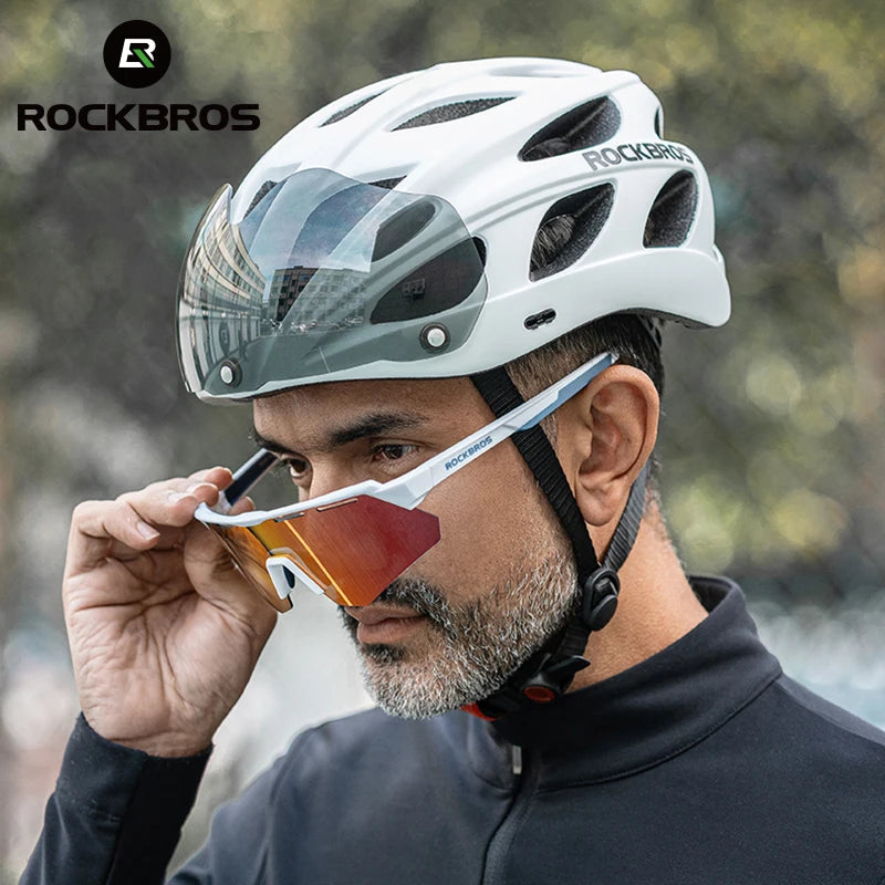 Rockbros Lightweight Cycling Helmet With Protective Goggles And Vents
