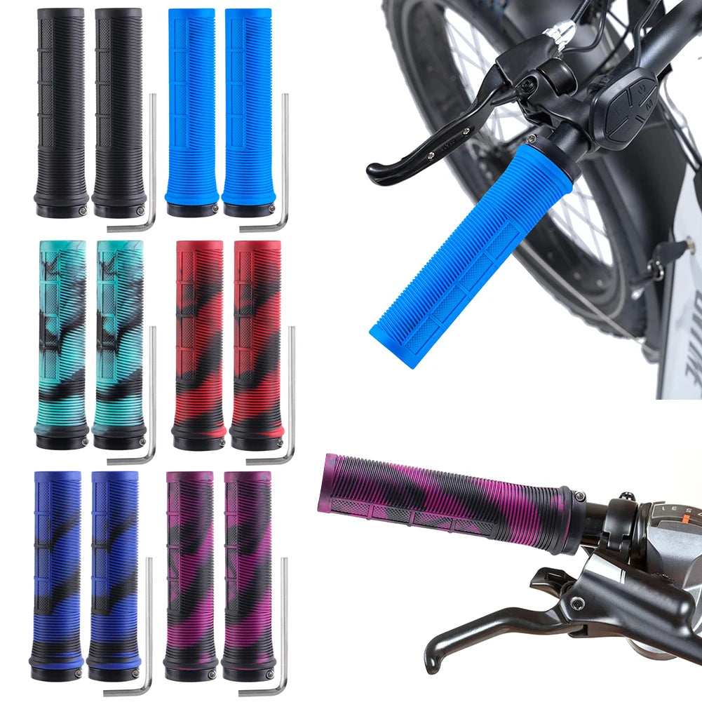 Shock Absorbing MTB Handlebar Grips Anti-Slip Rubber Aluminum Cycling Bike