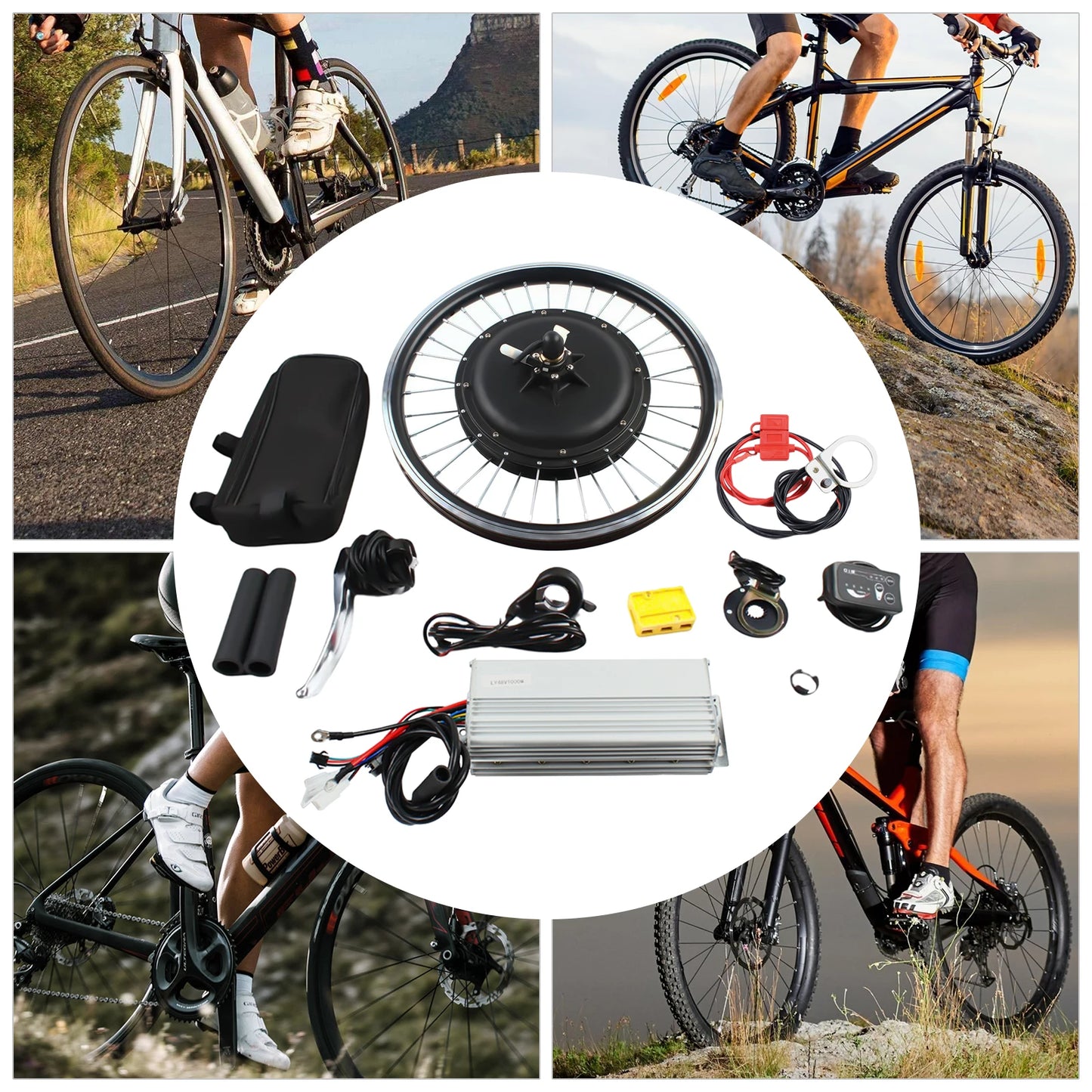 E-Bike Rear Wheel Conversion Kit 48V 1000W With LED Display