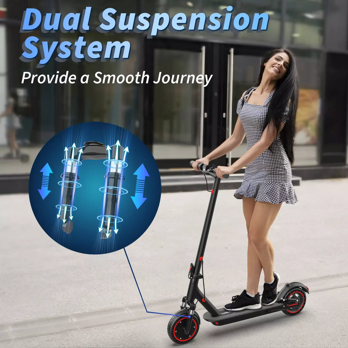 Ladped 350W Electric Scooter With Dual Suspension And Smart Control