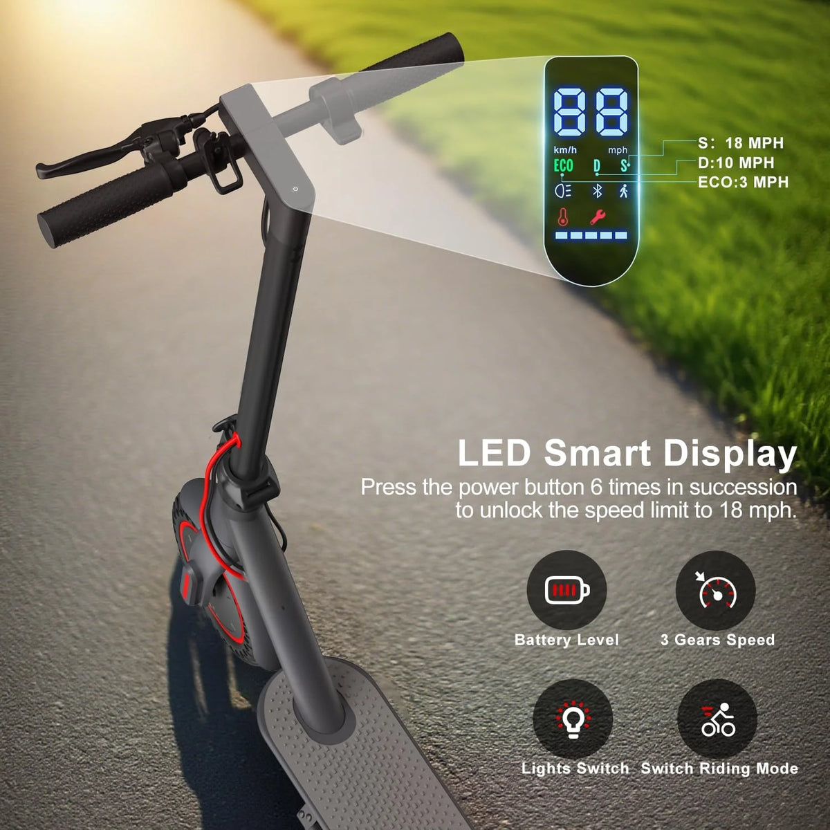 OBX 500W Foldable Electric Scooter With App Control 21 Mile Range