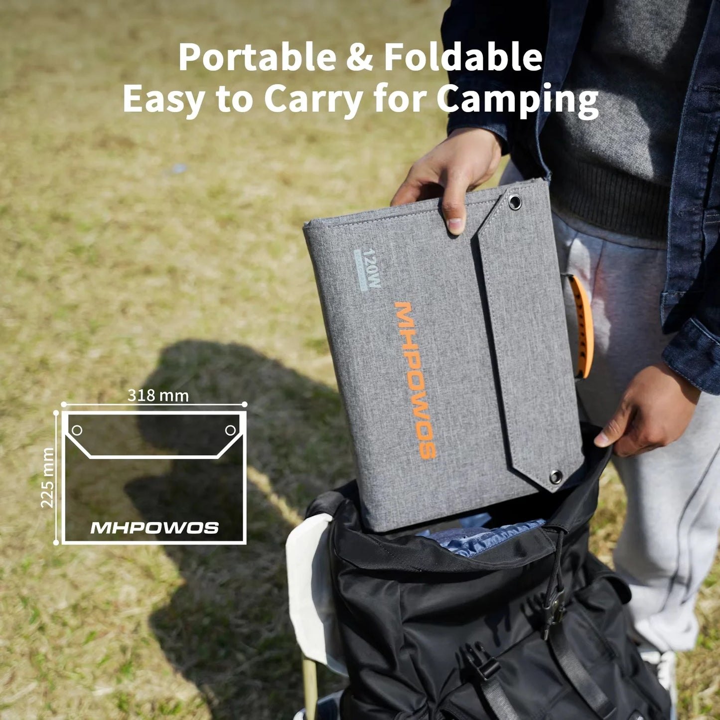 MHPOWOS 120W Foldable Solar Panel With USB C And DC