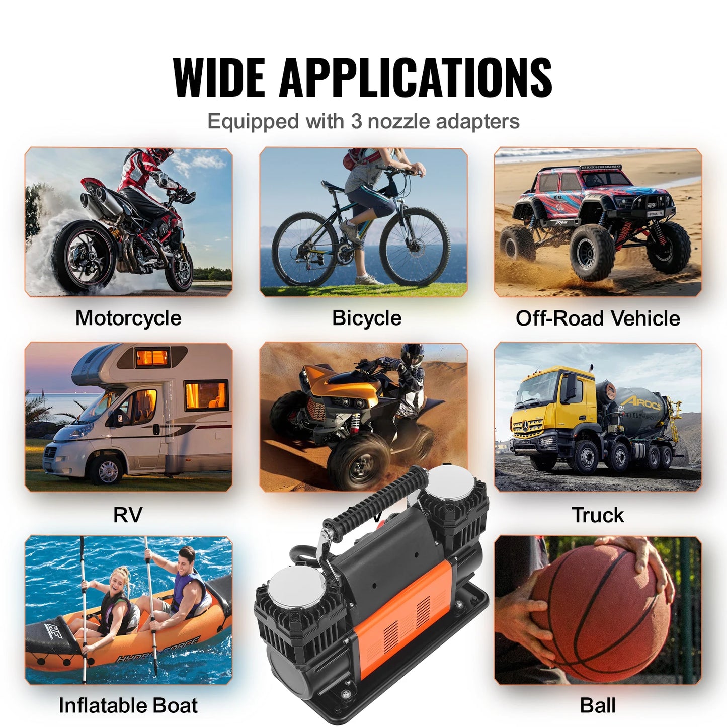 VEVOR Portable Tire Inflator Dual Cylinder Air Compressor Pump