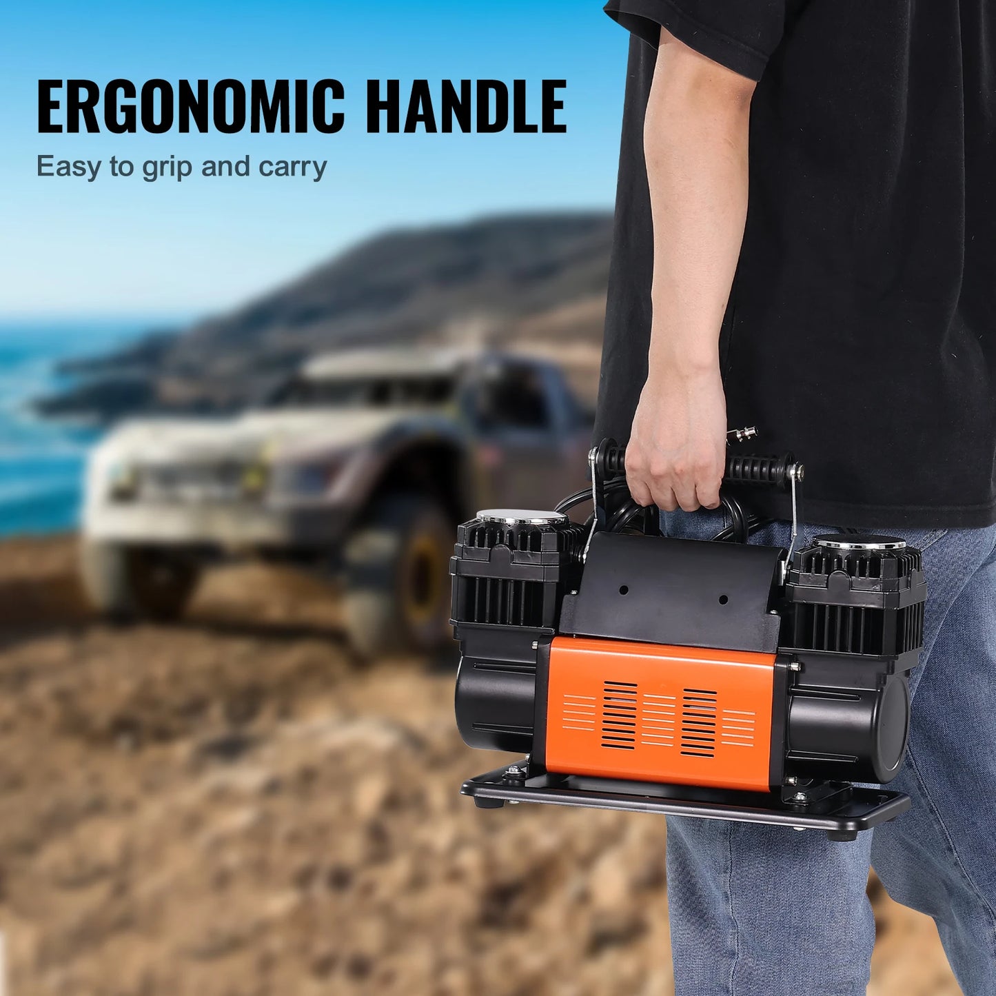 VEVOR Portable Tire Inflator Dual Cylinder Air Compressor Pump
