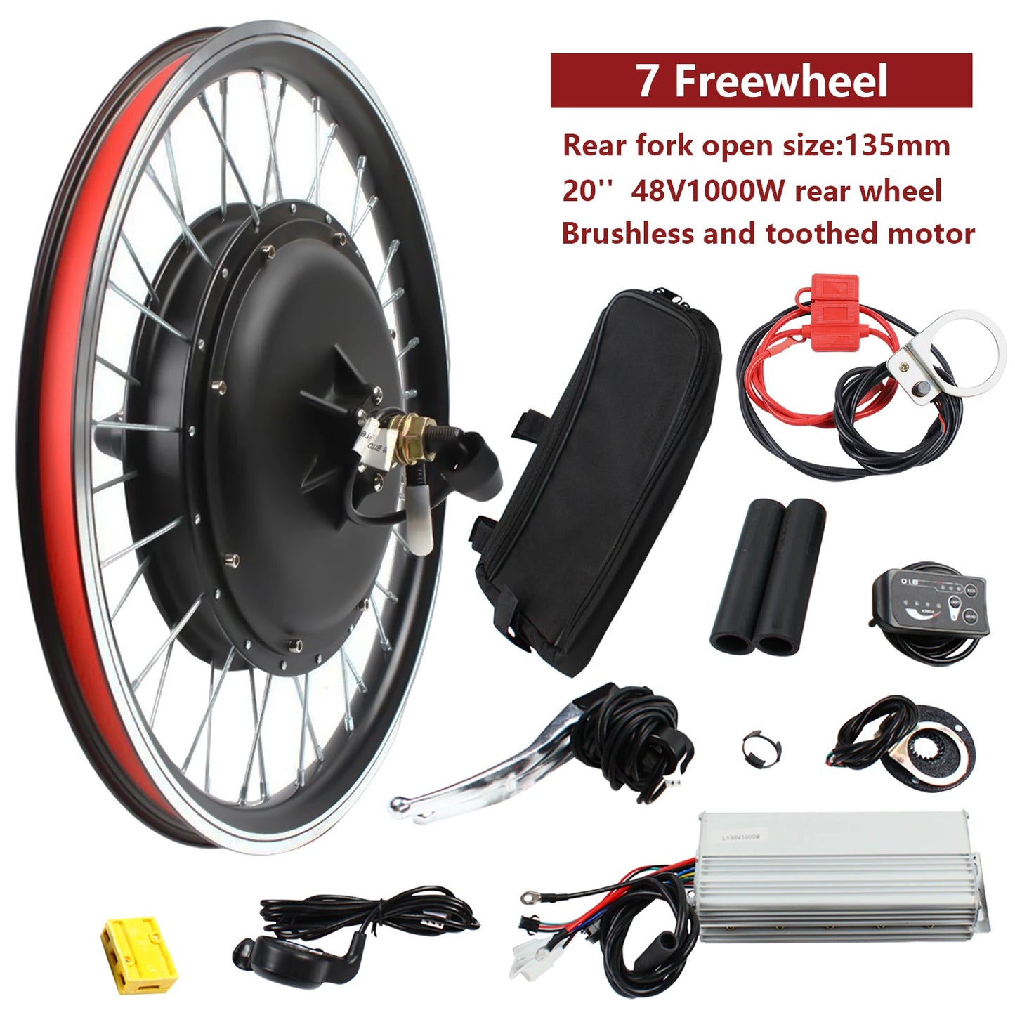 E-Bike Rear Wheel Conversion Kit 48V 1000W With LED Display