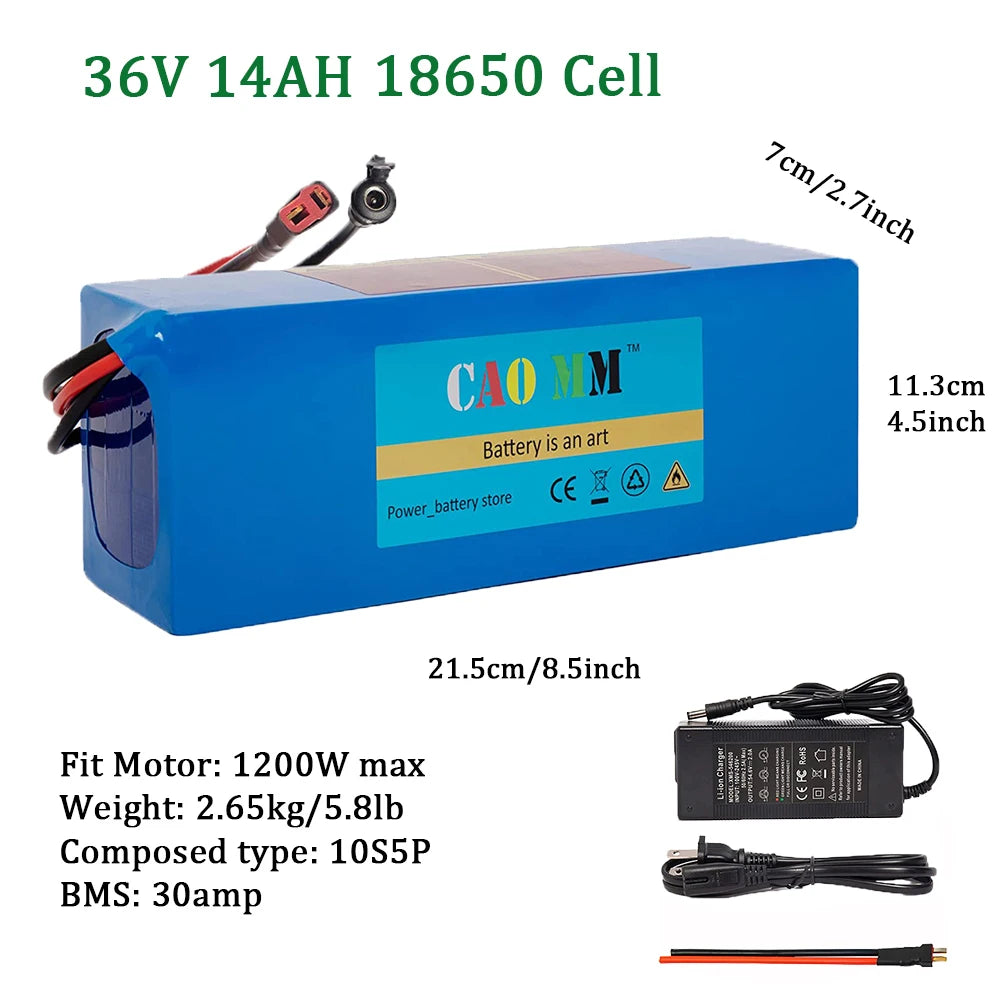 Cao Mm 36V 48V Ebike Battery 10-20Ah Electric Bicycle Scooter