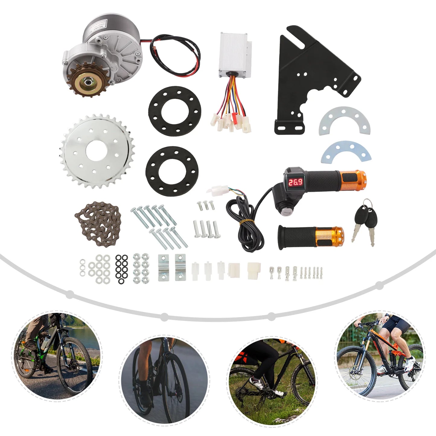 24V 250W Electric Bike Conversion Kit Pure Copper Motor Display