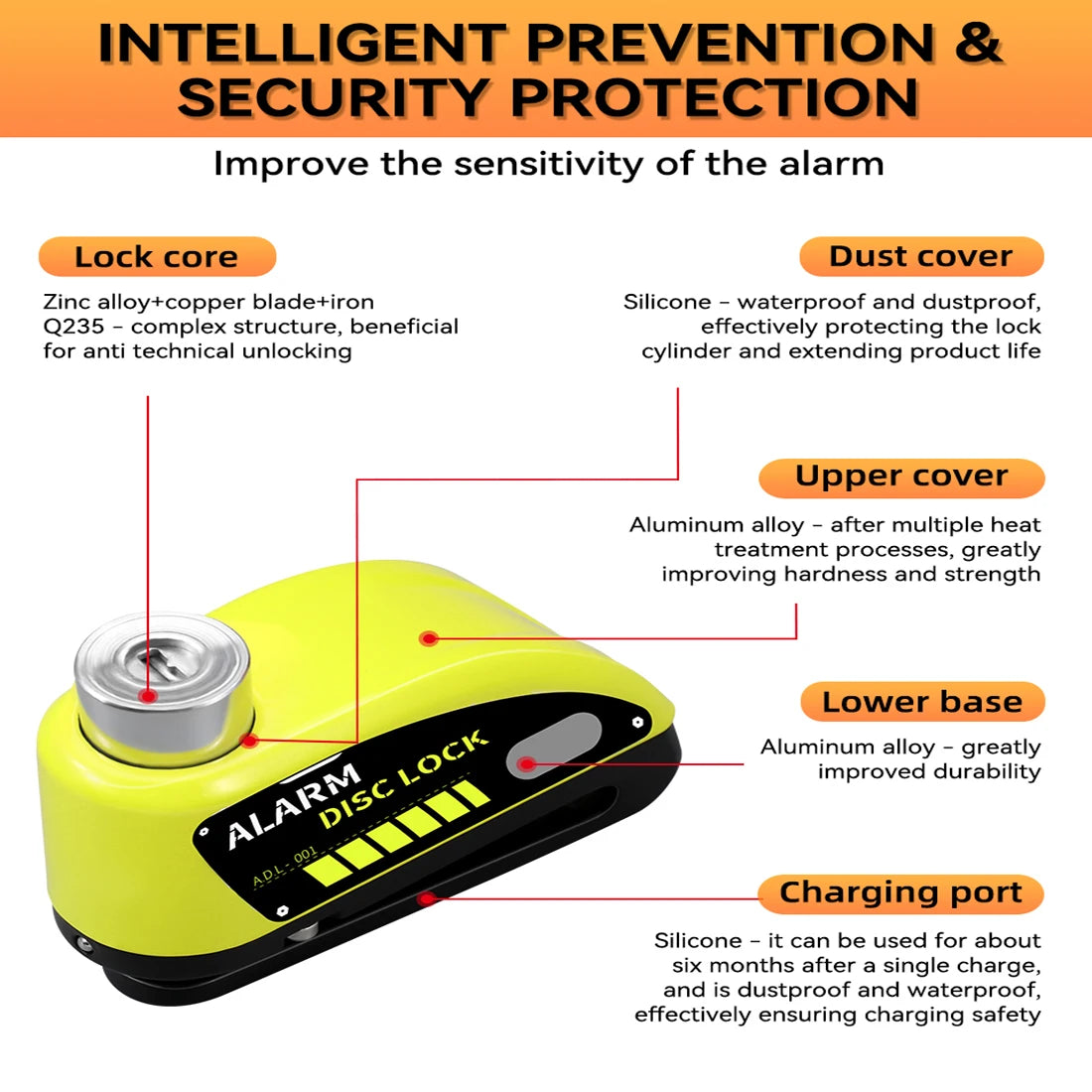 Universal Motorcycle Disc Brake Lock With Audible Security Alarm