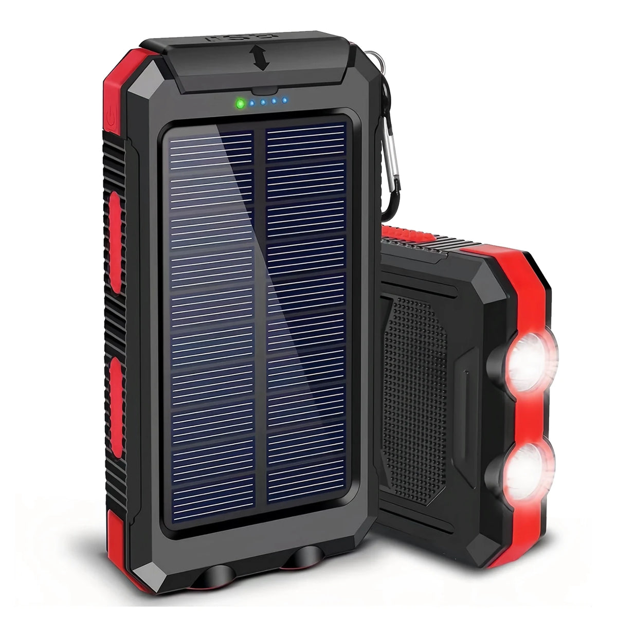 Portable Solar Power Bank With Wireless Charging And Flashlight