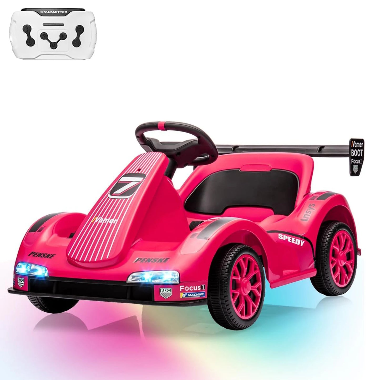 HiMiss Kids Electric Drift Kart Ride On Dual Motor Lights