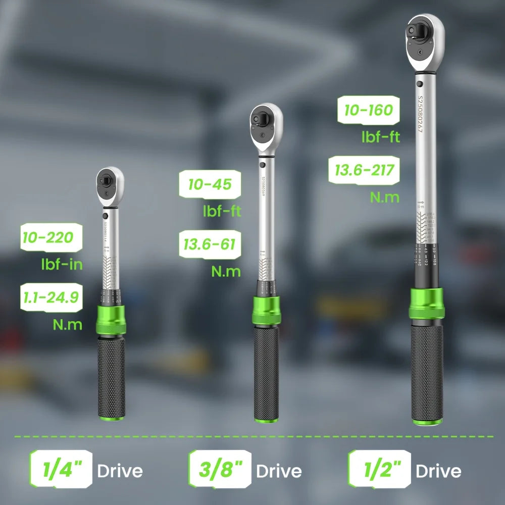 TaskStar Click Torque Wrench Set Dual Scale Precision Ratchet Tool
