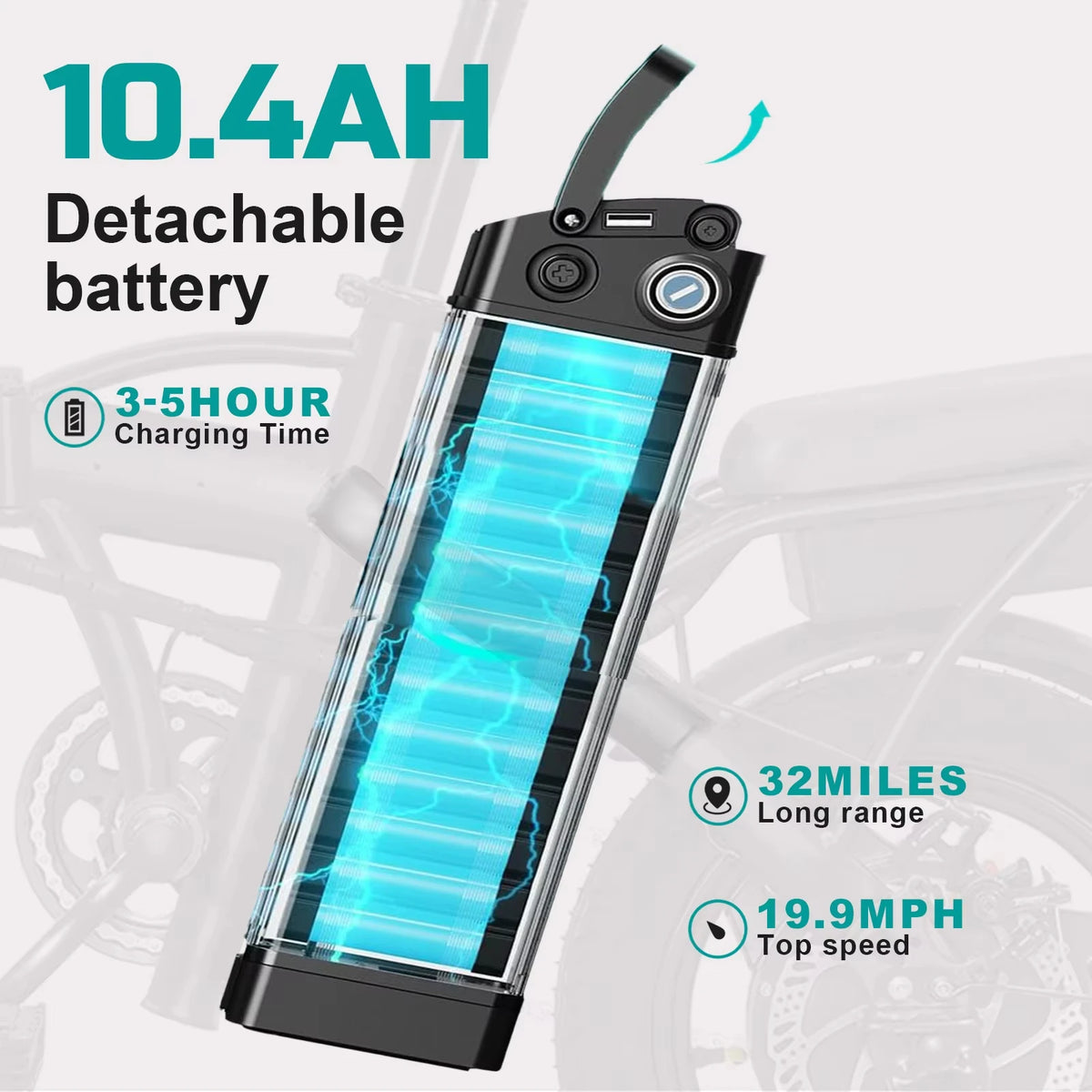 Terrosor 560W Folding Electric Bike With Detachable Battery