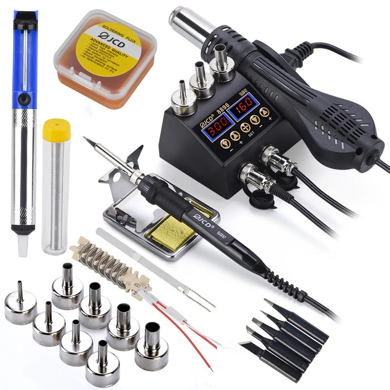 JCD 750W Soldering Station With Hot Air Gun LCD Display